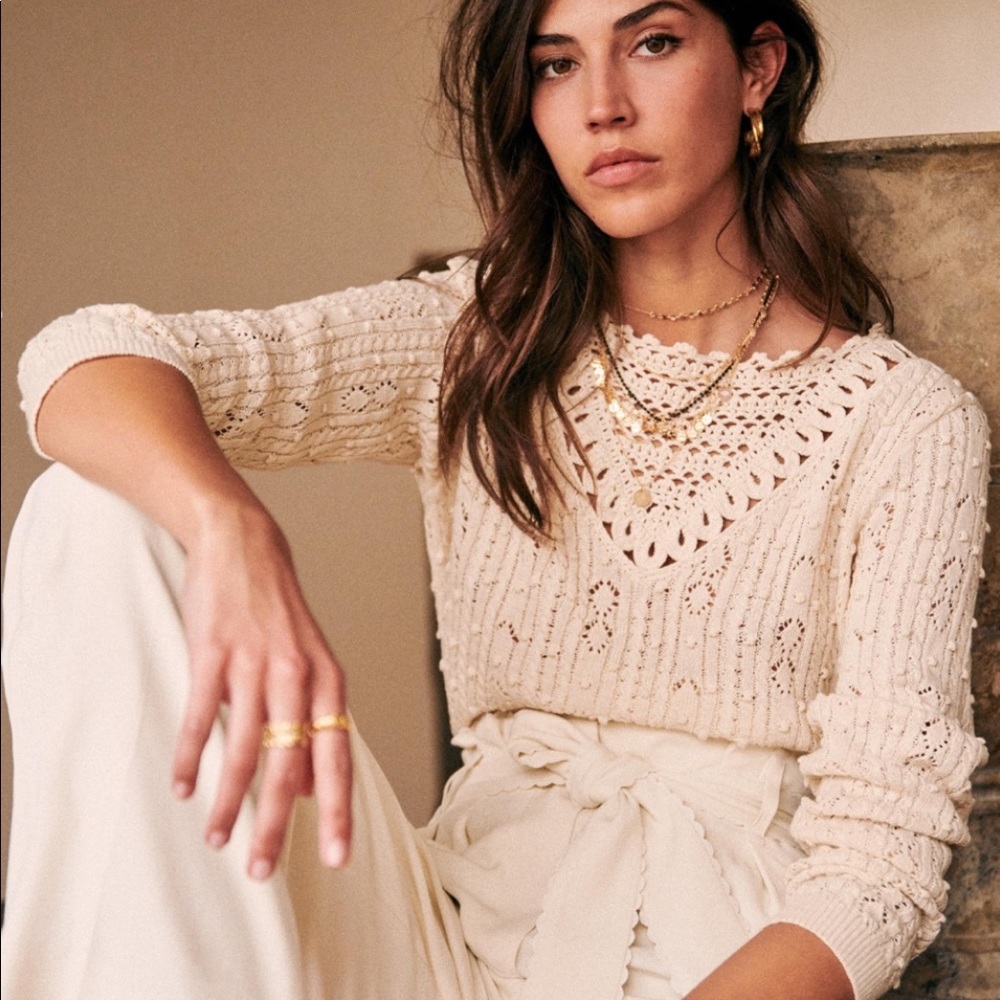 Sezane Trecey Jumper in Sand-RARE!!